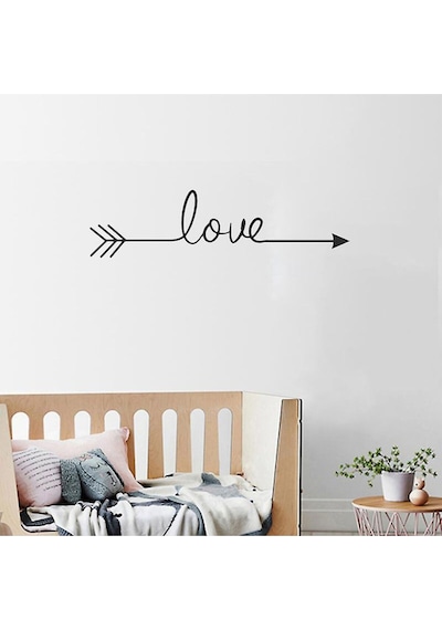 Love Yazılı Tasarım Duvar Sticker 58x15 Cm Siyah