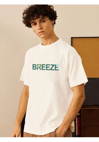 Flood Of Style Erkek Beyaz Breeze Bisiklet Yaka Tshirt