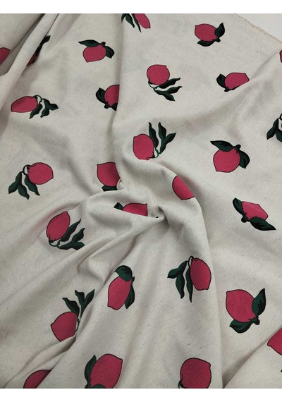 Desenli Keten Poplin Kumaş