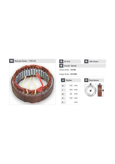 24v Alternatör Statör Bosch  Tipi 100 A 4 Uçlu N11.2686