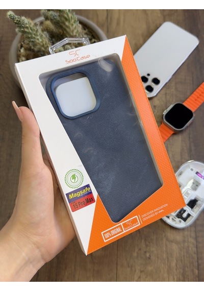 Apple iPhone 15 Pro Max Uyumlu Kadife Yüzeyli Magsafe Uyumlu Premium Kılıf Soocase691 Koyu Mavi