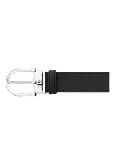 Montblanc Horseshoe Buckle 35 Mm Reversible Deri Kemer 128783 Siyah
