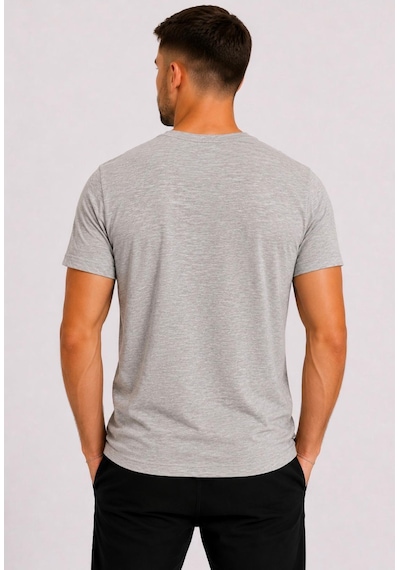 Axxel Erkek Toprak Melanj Pamuklu V Yaka Kısa Kollu T-shirt-d804