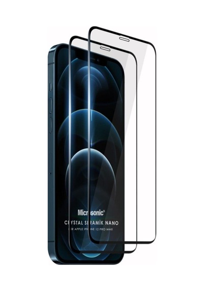Apple iPhone Uyumlu   12 Pro Max Crystal Seramik Nano Ekran Koruyucu Siyah 2 Adet