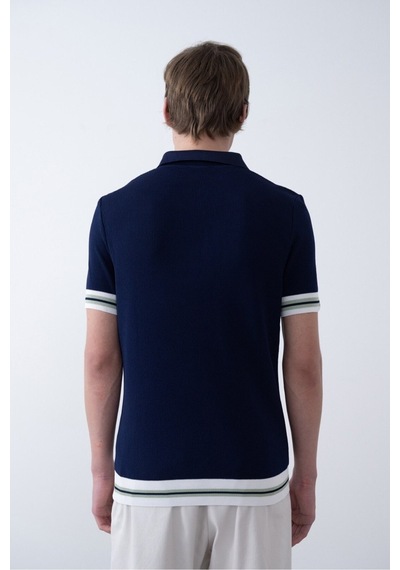 Baselco Triko Polo Yakalı T-shirt - Premium Ribana Detaylı Lacivert