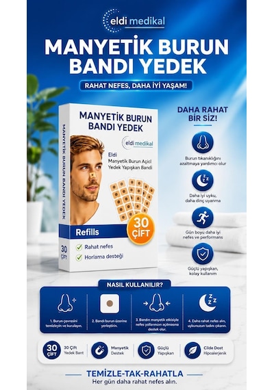 Eldi Manyetik Burun Açıcı Yedek Yapışkan Bandı