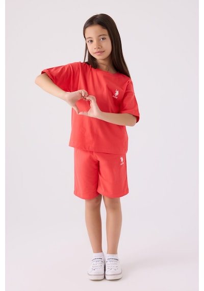 U.S. Polo Assn. U.s. Polo Assn Kız Çocuk Pembe Bermuda Takım Us1848-c-v8 Pembe