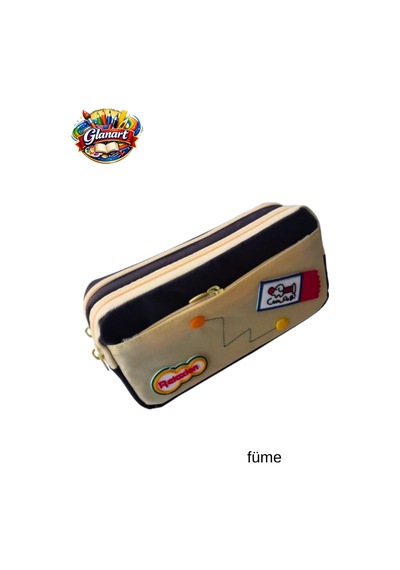 İç Kısım Full Astarlı 3 Bölmeli Kalemlik Füme