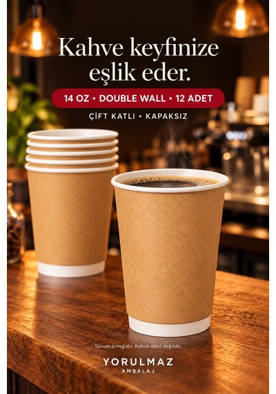 Double Wall Karton Bardak 14 Oz 12 Adet Çift Katmanlı Büyük Boy Sıcak İçecek Kağıt Bardak Renkli