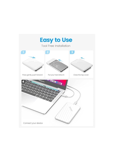 Orico USB 3.0 Micro B 2.5” inch SATA SSD Hard Disk Kutusu Beyaz