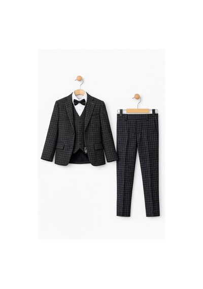 Ahengim Erkek Çocuk Slim Fit Dokulu Çizgili Klasik Takım Elbise Ak197-198 Siyah Ahengim Erkek Çocuk Slim Fit Dokulu Çizgili Klasik Takım Elbise Ak197-198 Siyah