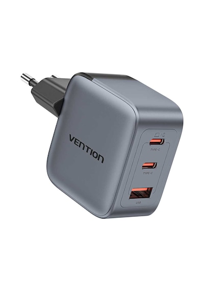 Vention Dash Fex 70w Gan 5.0 3 Çıkışlı 2xusb-c + 1xusb-a Hızlı Şarj Cihazı Macbook İphone Uyumlu