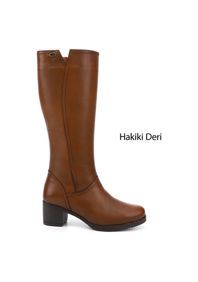Gönderi(R) Gönderi R Kadın Taba Antik Fermuarlı Kalın Topuklu Hakiki Deri Çizme Gkzc13446529 Taba