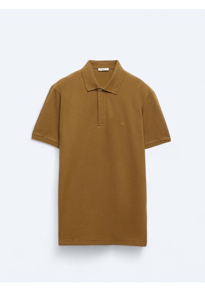 Kip Safran Düz Polo Yaka %100 Pamuk T-shirt Safran