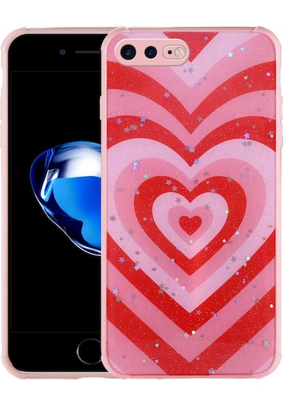 Zore Apple Uyumlu iPhone 7 Plus Kılıf Simli Desenli Kamera Korumalı Parlak Popy Kapak - Çiçek Çiçek