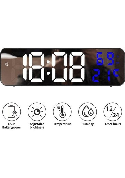 Valkyrie Nem Ölçer Dereceli Led Duvar Ve Masa Alarm Saati Lacivert