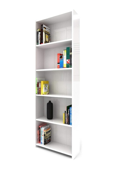 5 Raflı Modern Kitaplık Beyaz Çok Renkli