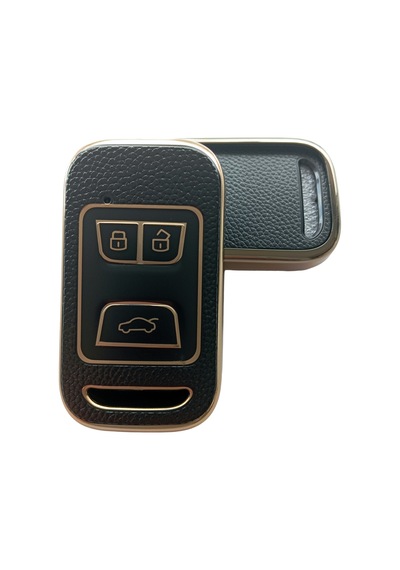 Chery Tiggo Uyumlu Anahtar Kılıfı Deri Desenli Gold Siyah