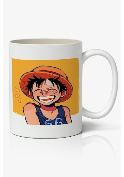 One Piece Monkey D. Luffy Anime Baskılı Beyaz Porselen Kupa Bardak V2 Beyaz