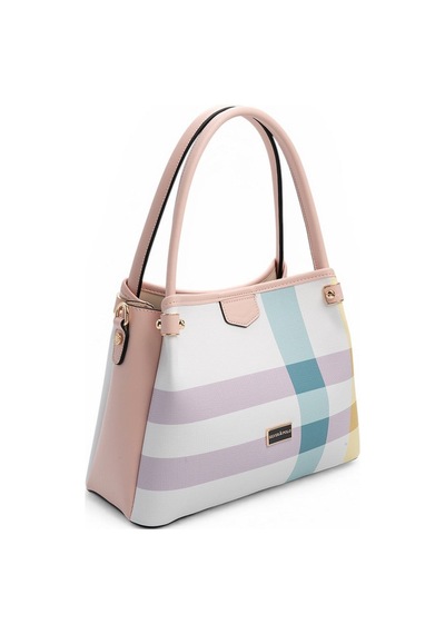 Silver Polo Sp1254 Kadın El Çantası Ekose Lila-pembe
