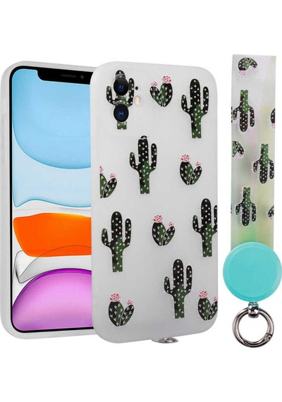 Apple Uyumlu iPhone 11 Kılıf Desenli El Askılı İpli Zore Arte Silikon Kapak NO8