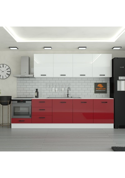 300 Cm Mutfak Dolabı Mdf Kapak Tezgah Dahil Yrkn300 101 Kırmızı