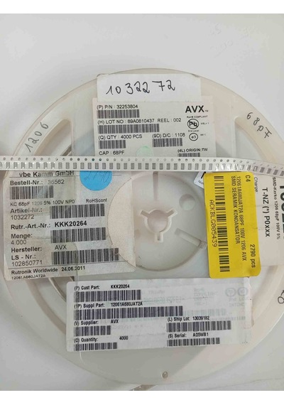 12061a680jat2a 68pf 100v 1206 Avx Smd Seramik Kondansatör 1000 Adet