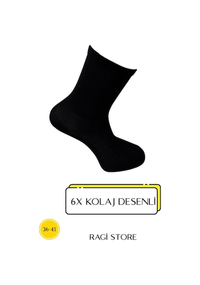 6'lı Karışık Desen Unisex Kolej Çorap KARIŞIK