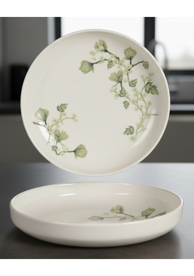 6 Kişilik Nodric Kenar Toledo Yemek Tabağı 18,5cm Freesia Desen Krem
