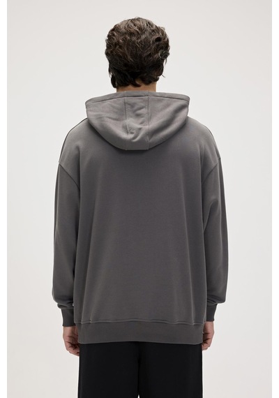 Bad Bear Drake Hoodie Os Asphalt Erkek Gri Kapüşonlu Sweatshirt 001