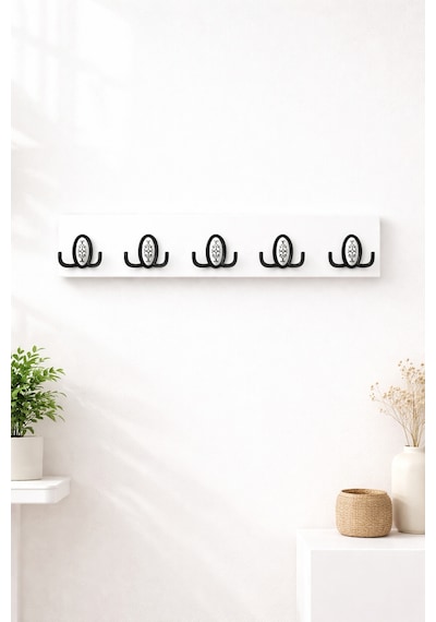 Kardelen Ahşap 10'lu Duvar Askısı 10x50 Cm Beyaz Beyaz