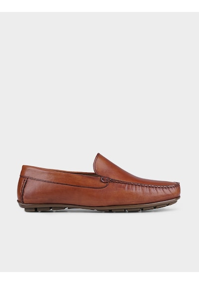 Hakiki Deri Taba Erkek Loafer Ayakkabı Taba