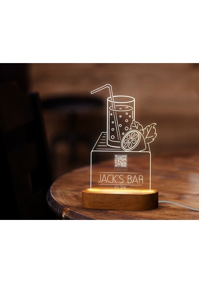Bk Gift Restoran & Cafe & Barlara Özel Led Lamba Qr Kod Menü, Işıklı Qr Menü, Qr Kodlu Masa Dekoru, Işıklı Pleksi Biblo-21