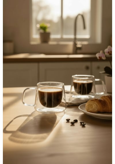 6 Adet 120 Ml Çift Cidarlı Cam Kahve Espresso Bardağı Mıt1284 Şeffaf