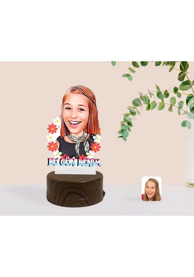 Kişiye Özel Kadınlar Günü Karikatürlü Dekoratif 3D Biblo Led Işık(481493251) Çok Renkli