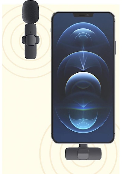 K9 2li Type-c + Lightning Dönüştürücülü Kablosuz Yaka Mikrofonu 2li