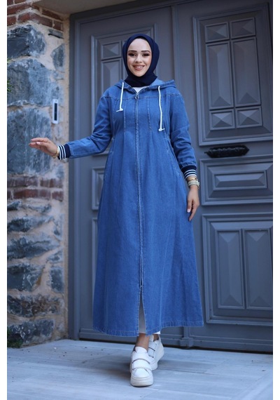 Harman Butik Kadın Fermuarlı Cepli Kapüşonlu Kol Ribanalı Denim Kot Kap Koyu Mavi Koyu Mavi Harman Butik Kadın Fermuarlı Cepli Kapüşonlu Kol Ribanalı Denim Kot Kap Koyu Mavi Koyu Mavi