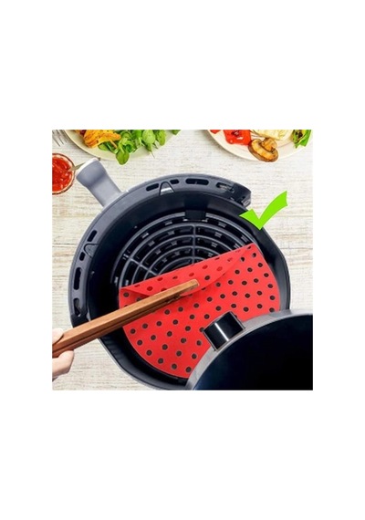 Renkli Isıya Dayanıklı Yıkanılabilir Silikon Fırın Ve Airfryer Yuvarlak Pişirme Matı 23 Cm Bx40
