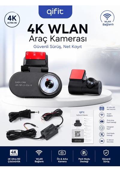 4k Ultra Hd Wlan Araç Kamerası Ön Ve Arka Kamera Park Kiti