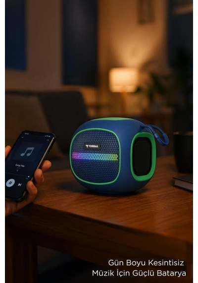 Özel Üretim Bluetooth Hoparlör D90 Mavi 5w Hareketli Müzik Görsel