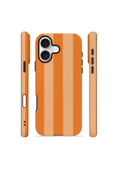 Apple iPhone Uyumlu 17 Vorian Çift Katmanlı Magsafe Kılıf Orange Cream Stripe