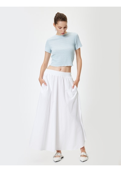 Koton Bürümcük Tişört Crop Kısa Kollu Bisiklet Yaka Slim Fit Mavi 4sal11110ık Mavi