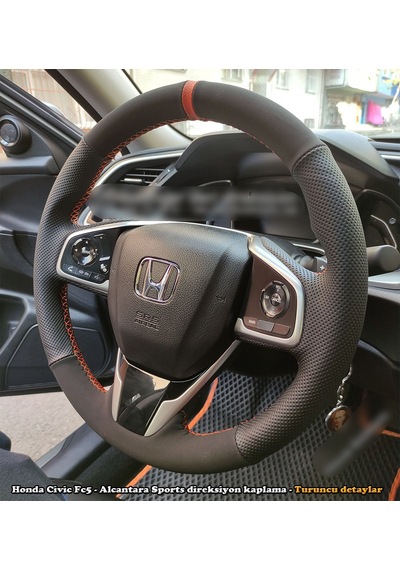 Honda Civic Fc5 Araca Özel Direksiyon Kılıfı Nokta Alcantra Turu