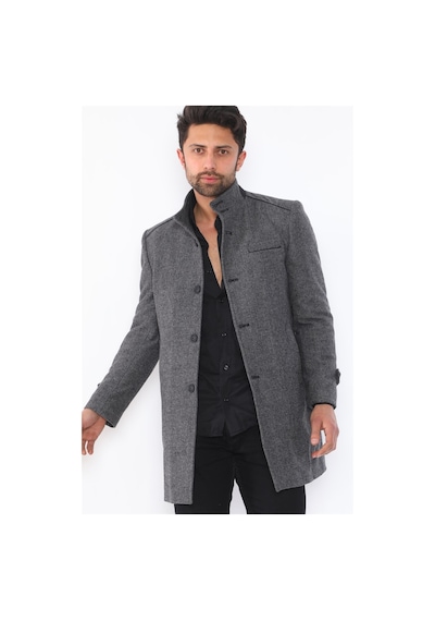 Plt8391 Dewberry Erkek Palto-desenli Gri