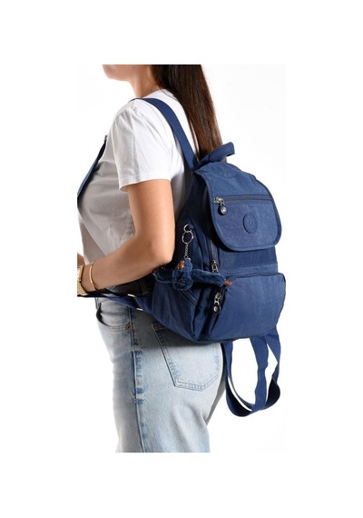Baginn Kadın Sırt Çantası Kapaklı Model 30 25 Cm Hafif Klinkır Kumaş Spor Çantası Günlük Bayan Çantası Lacivert
