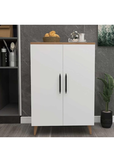 Reyo Home Enda 3 Raflı 2 Kapaklı Çok Amaçlı Dolap Beyaz - Çam