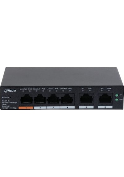 Dahua CS4006-4GT-60 4 Port PoE 60 W + 2 Port Uplink Cloud Yönetilebilir Gigabit Switch
