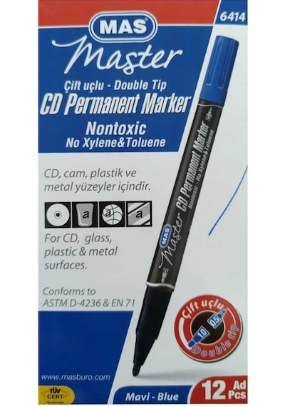 MAS CD MARKER ÇİFT UÇ MAVİ 12 Lİ Mavi
