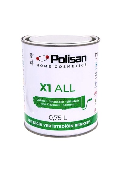 X1 All Her Yeri İstediğini Boya-çizilmez-yıkanabilir-ısıya Dayanıklı-kokusuz-beyaz -0,75lt. -polisan Diğer
