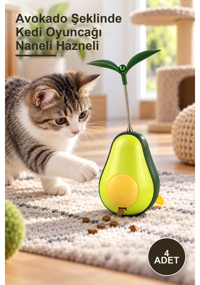 4 Adet Avokado Şeklinde Kedi Oyuncağı Naneli Hazneli